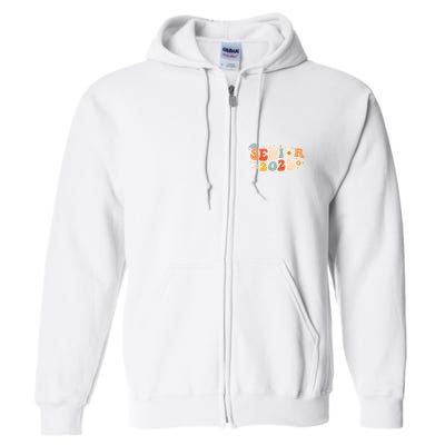 Senior 2025 Groovy Retro Senior Class Of 2025 Graduation Full Zip Hoodie