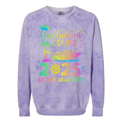 Senior 2025 Graduation Cruise Aw Ship Grad Trip Party Cool Gift Colorblast Crewneck Sweatshirt