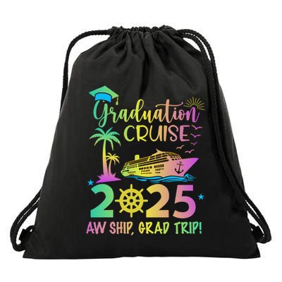 Senior 2025 Graduation Cruise Aw Ship Grad Trip Party Cool Gift Drawstring Bag
