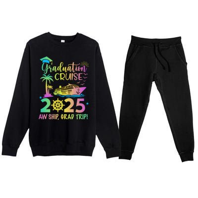 Senior 2025 Graduation Cruise Aw Ship Grad Trip Party Cool Gift Premium Crewneck Sweatsuit Set