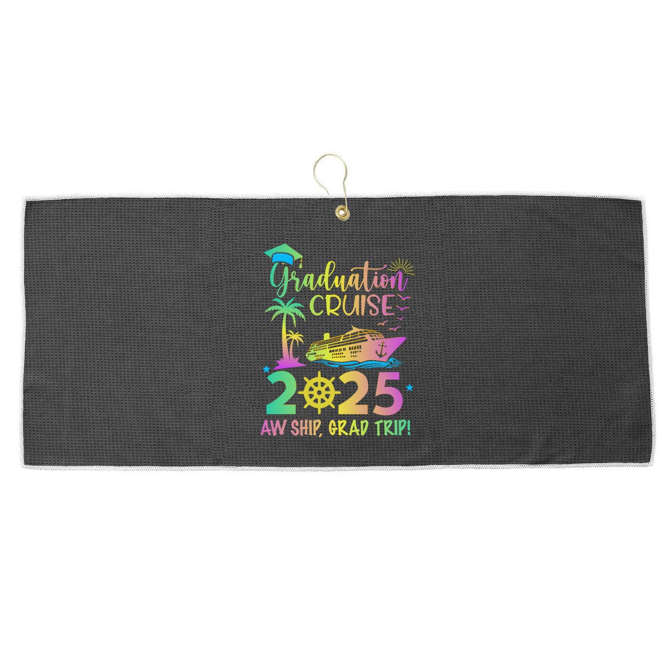 Senior 2025 Graduation Cruise Aw Ship Grad Trip Party Cool Gift Large Microfiber Waffle Golf Towel