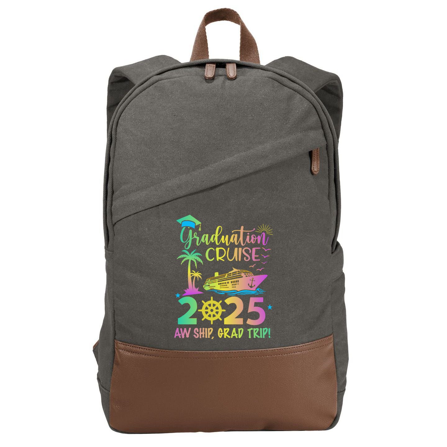 Senior 2025 Graduation Cruise Aw Ship Grad Trip Party Cool Gift Cotton Canvas Backpack