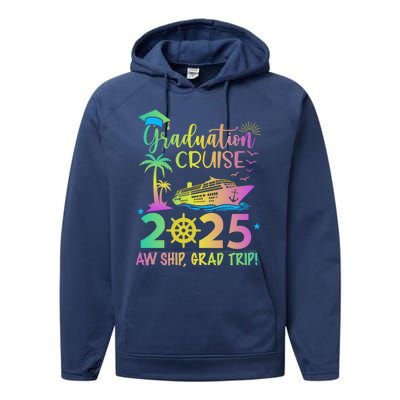 Senior 2025 Graduation Cruise Aw Ship Grad Trip Party Cool Gift Performance Fleece Hoodie