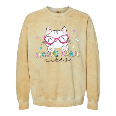 Second 2nd Grade Vibes Back To School Cute Cat For Girls Colorblast Crewneck Sweatshirt