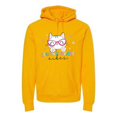 Second 2nd Grade Vibes Back To School Cute Cat For Girls Premium Hoodie