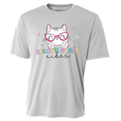 Second 2nd Grade Vibes Back To School Cute Cat For Girls Cooling Performance Crew T-Shirt