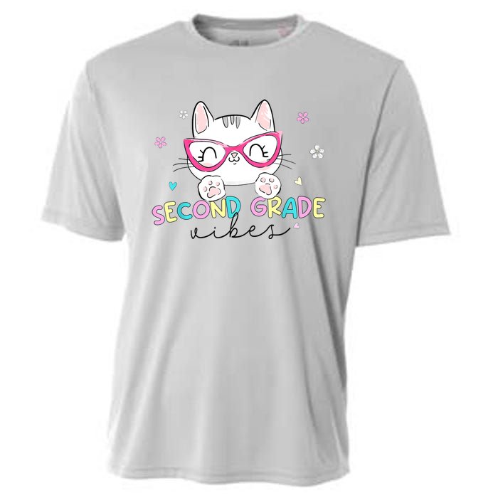 Second 2nd Grade Vibes Back To School Cute Cat For Girls Cooling Performance Crew T-Shirt