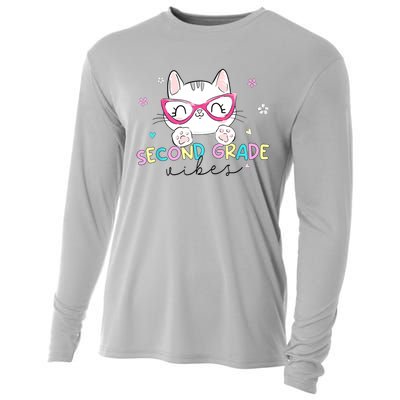 Second 2nd Grade Vibes Back To School Cute Cat For Girls Cooling Performance Long Sleeve Crew