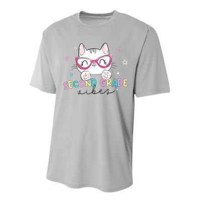 Second 2nd Grade Vibes Back To School Cute Cat For Girls Performance Sprint T-Shirt