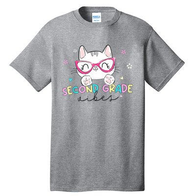 Second 2nd Grade Vibes Back To School Cute Cat For Girls Tall T-Shirt