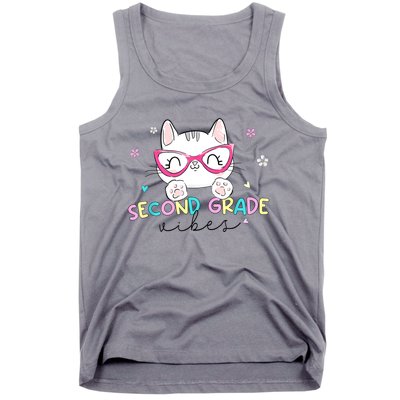 Second 2nd Grade Vibes Back To School Cute Cat For Girls Tank Top