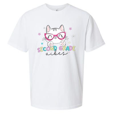 Second 2nd Grade Vibes Back To School Cute Cat For Girls Sueded Cloud Jersey T-Shirt