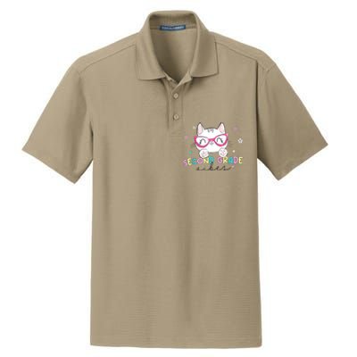 Second 2nd Grade Vibes Back To School Cute Cat For Girls Dry Zone Grid Polo