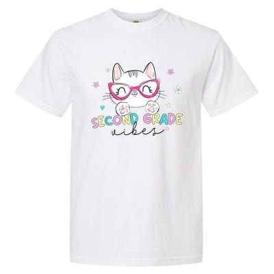 Second 2nd Grade Vibes Back To School Cute Cat For Girls Garment-Dyed Heavyweight T-Shirt