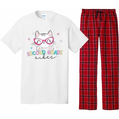 Second 2nd Grade Vibes Back To School Cute Cat For Girls Pajama Set