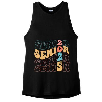 Senior 25 Graduation Class Of 2025 Cute Groovy Senior 2025 Gift Ladies PosiCharge Tri-Blend Wicking Tank