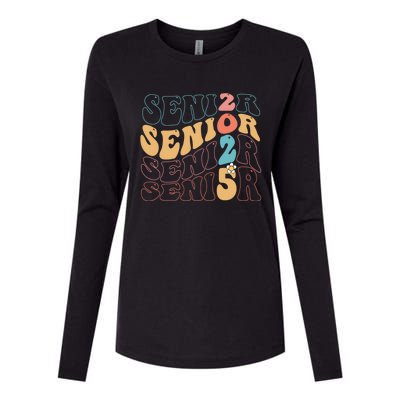 Senior 25 Graduation Class Of 2025 Cute Groovy Senior 2025 Gift Womens Cotton Relaxed Long Sleeve T-Shirt