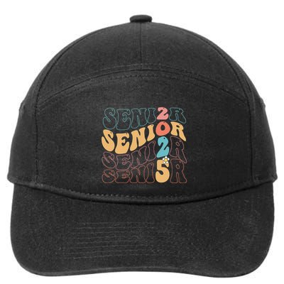 Senior 25 Graduation Class Of 2025 Cute Groovy Senior 2025 Gift 7-Panel Snapback Hat