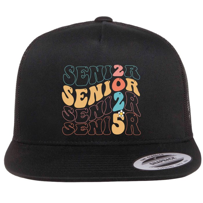 Senior 25 Graduation Class Of 2025 Cute Groovy Senior 2025 Gift Flatbill Hat