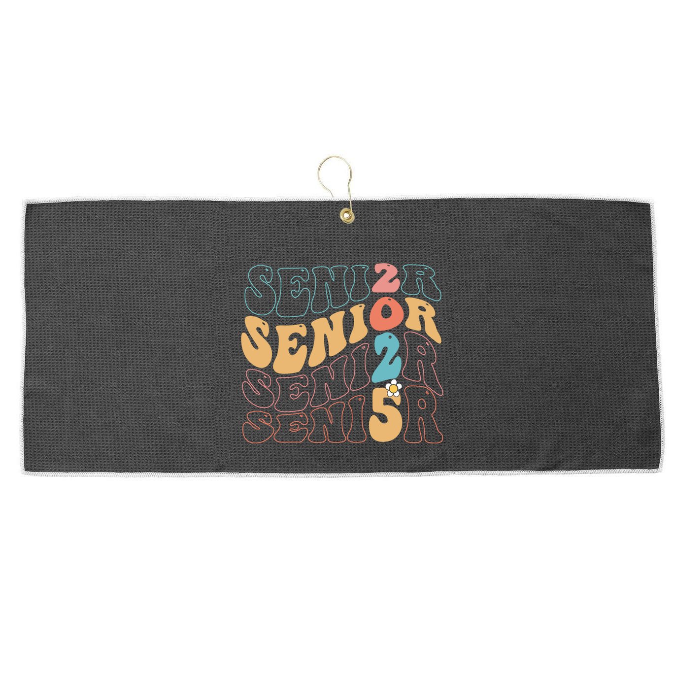 Senior 25 Graduation Class Of 2025 Cute Groovy Senior 2025 Gift Large Microfiber Waffle Golf Towel