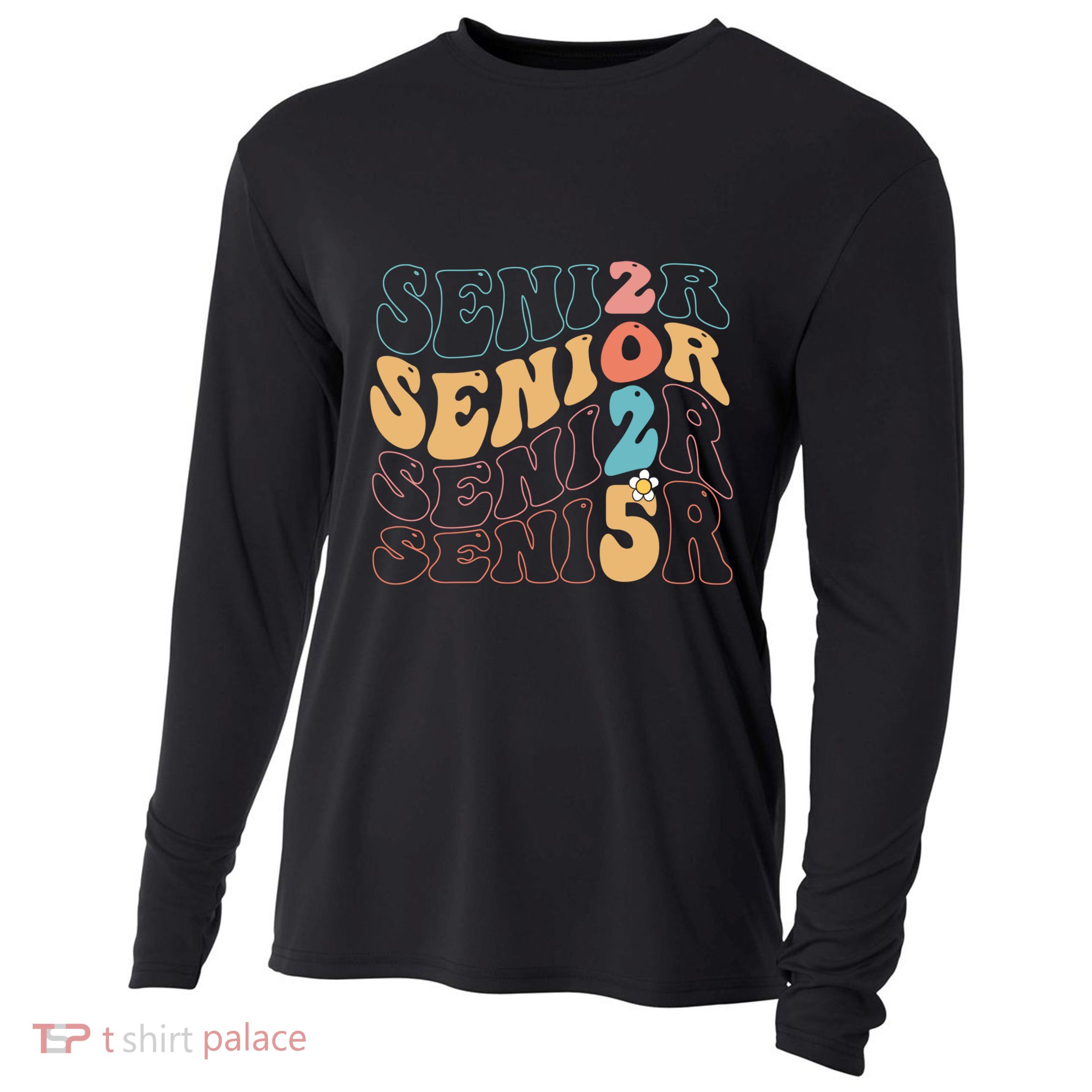 Senior 25 Graduation Class Of 2025 Cute Groovy Senior 2025 Gift Cooling Performance Long Sleeve Crew