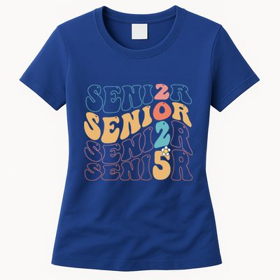 Senior 25 Graduation Class Of 2025 Cute Groovy Senior 2025 Gift Womens T-Shirt