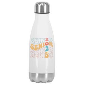 Senior 25 Graduation Class Of 2025 Cute Groovy Senior 2025 Gift Stainless Steel Insulated Water Bottle