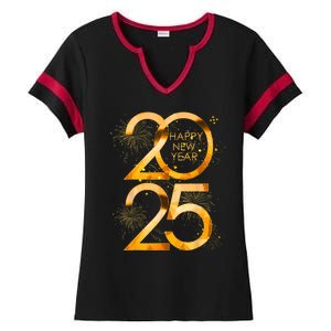 Supplies 2025 Happy New Year Party Family Matching Fireworks Gift Ladies Halftime Notch Neck Tee