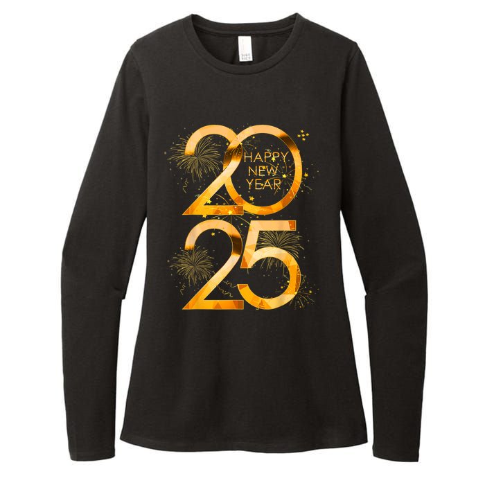 Supplies 2025 Happy New Year Party Family Matching Fireworks Gift Womens CVC Long Sleeve Shirt