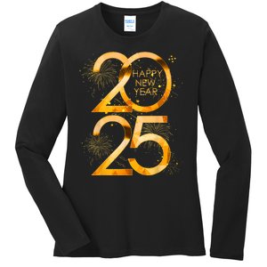 Supplies 2025 Happy New Year Party Family Matching Fireworks Gift Ladies Long Sleeve Shirt