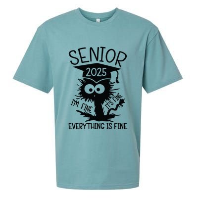 Senior 2025 Its Fine Im Fine Everything Is Fine Sueded Cloud Jersey T-Shirt