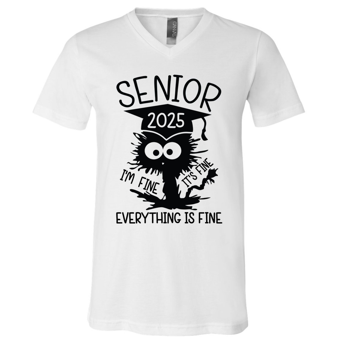 Senior 2025 Its Fine Im Fine Everything Is Fine V-Neck T-Shirt