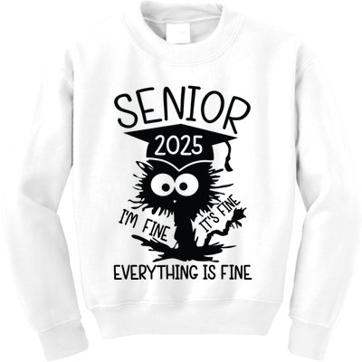 Senior 2025 Its Fine Im Fine Everything Is Fine Kids Sweatshirt