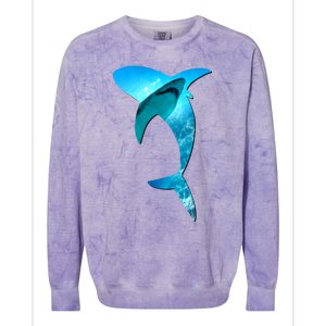 Shark 2 Lovers Silhouette Earth Day And Ocean Week Awareness Cute Gift Colorblast Crewneck Sweatshirt