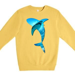 Shark 2 Lovers Silhouette Earth Day And Ocean Week Awareness Cute Gift Premium Crewneck Sweatshirt