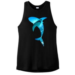 Shark 2 Lovers Silhouette Earth Day And Ocean Week Awareness Cute Gift Ladies PosiCharge Tri-Blend Wicking Tank