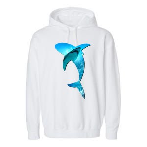 Shark 2 Lovers Silhouette Earth Day And Ocean Week Awareness Cute Gift Garment-Dyed Fleece Hoodie