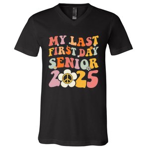 Senior 2025 My First Last Day College Graduation Year V-Neck T-Shirt