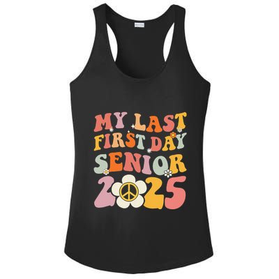Senior 2025 My First Last Day College Graduation Year Ladies PosiCharge Competitor Racerback Tank