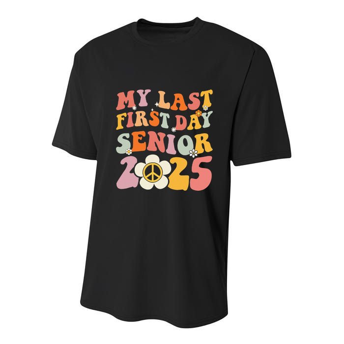 Senior 2025 My First Last Day College Graduation Year Youth Performance Sprint T-Shirt