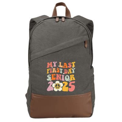 Senior 2025 My First Last Day College Graduation Year Cotton Canvas Backpack