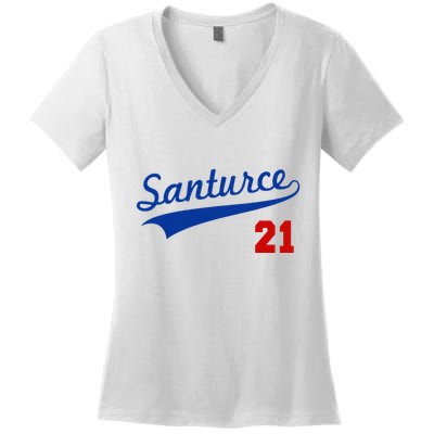 Santurce 21 Puerto Rico Baseball Boricua Women's V-Neck T-Shirt