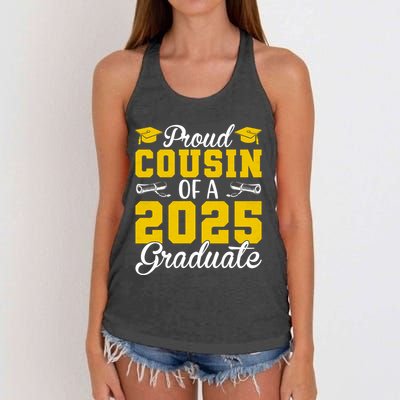Senior 2025 Proud Cousin Of A 2025 Graduate Women's Knotted Racerback Tank