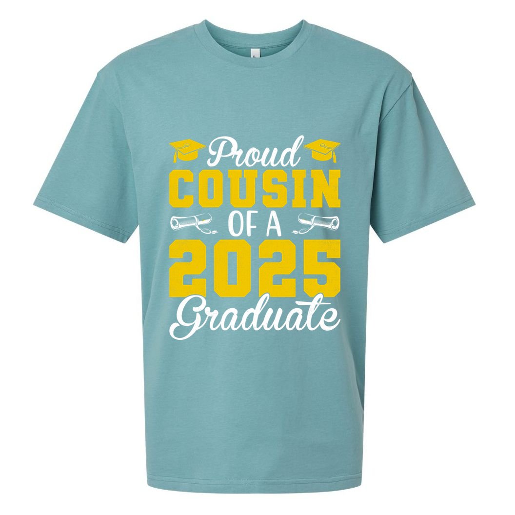 Senior 2025 Proud Cousin Of A 2025 Graduate Sueded Cloud Jersey T-Shirt