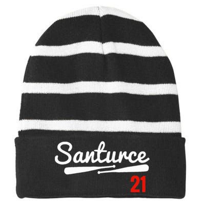 Santurce 21 Puerto Rico Baseball Striped Beanie with Solid Band