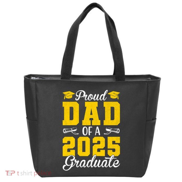 Senior 2025 Proud Dad Of A 2025 Graduate Raglan Baseball Zip Tote Bag