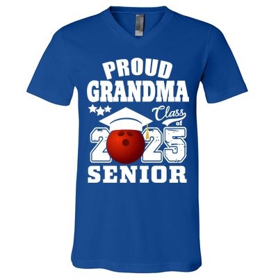 Senior 2025 Proud Grandma Of A Class Of 2025 Senior Bowling Funny Gift V-Neck T-Shirt