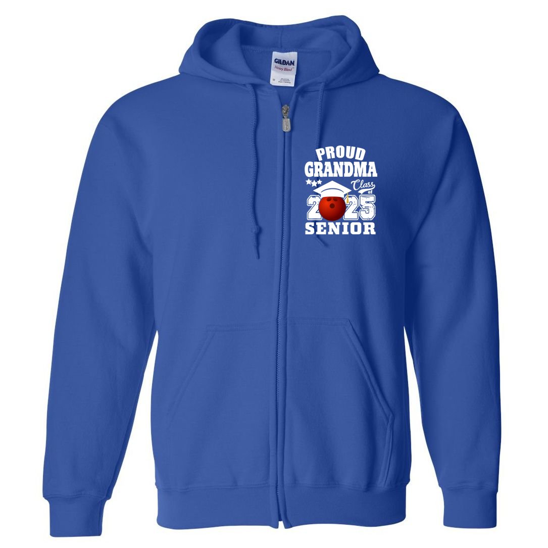 Senior 2025 Proud Grandma Of A Class Of 2025 Senior Bowling Funny Gift Full Zip Hoodie