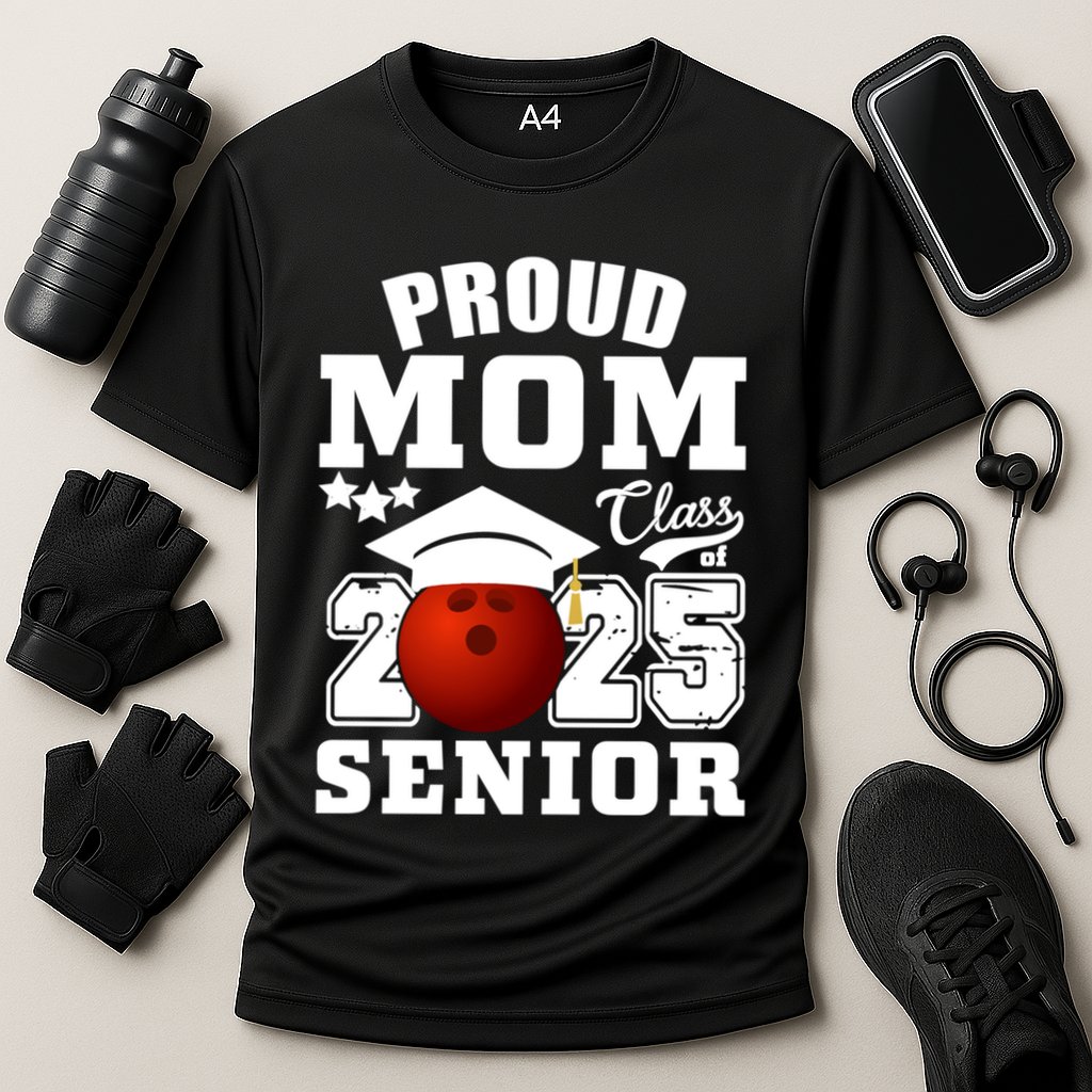 Senior 2025 Proud Mom Of A Class Of 2025 Bowling Graduate Great Gift Cooling Performance Crew T-Shirt
