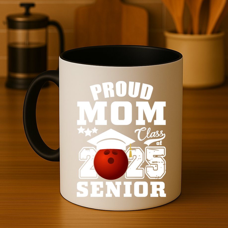 Senior 2025 Proud Mom Of A Class Of 2025 Bowling Graduate Great Gift Mug